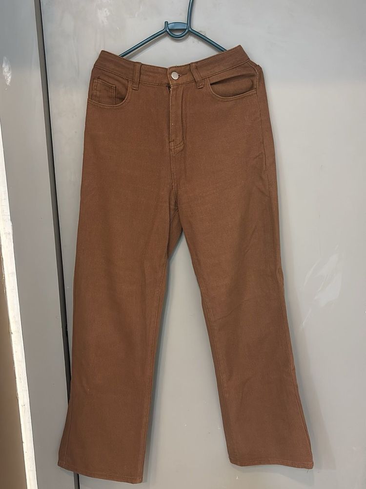 URBANIC Brown Wide Leg Jeans