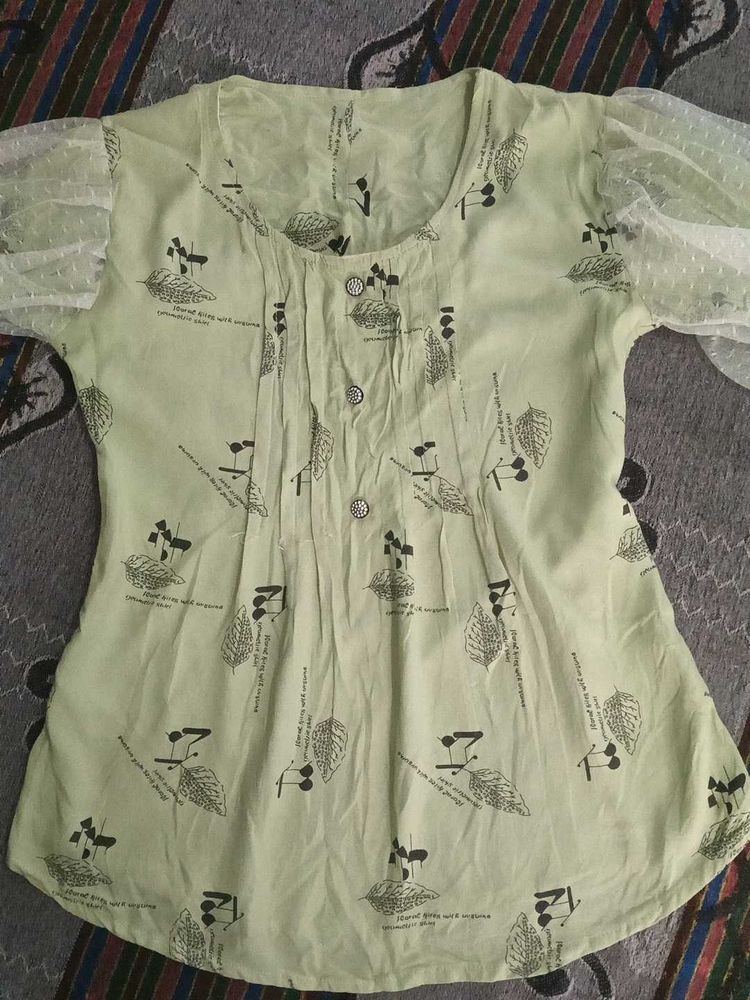 Chic Light Green Printed Top