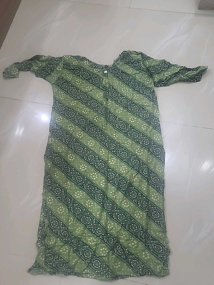 Green Bandhani Print Kurta