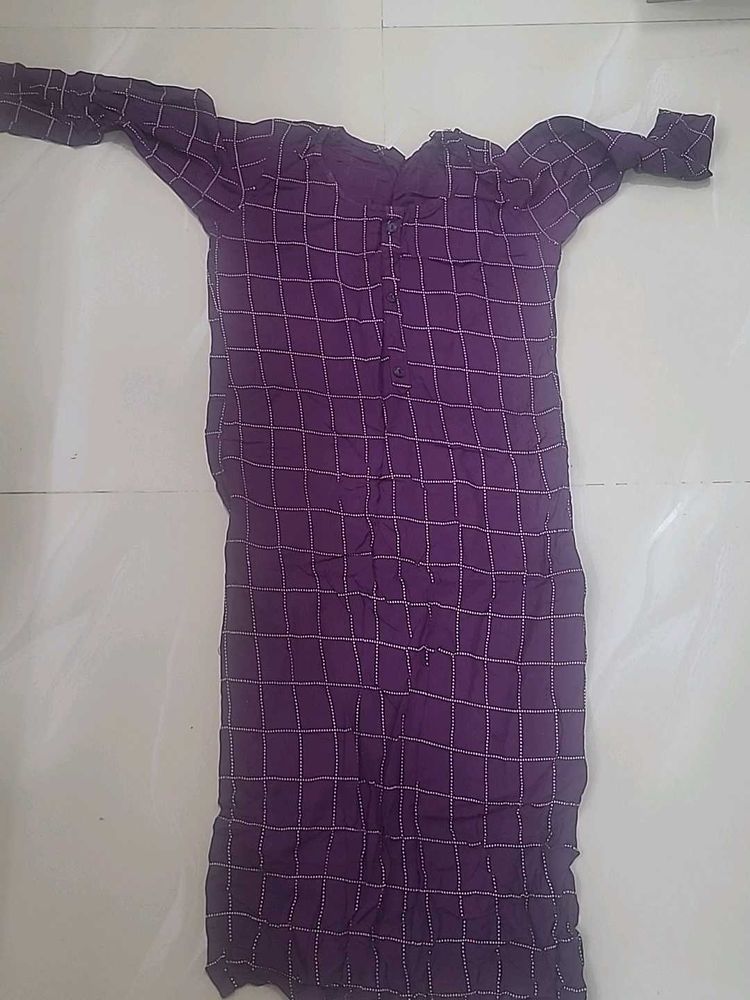 Purple Checkered Kurta