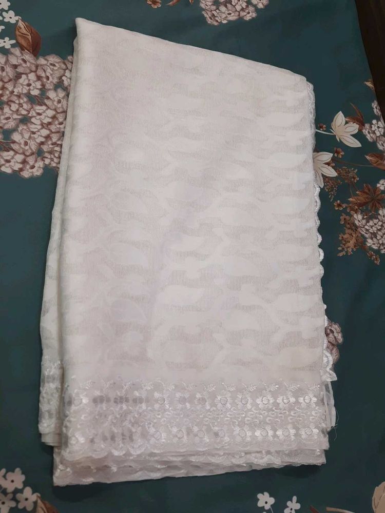 Elegant White Lace saree