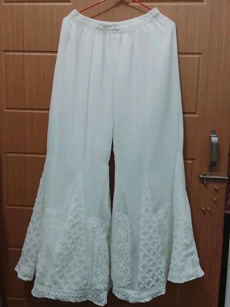 Elegant White Chikankari Palazzos