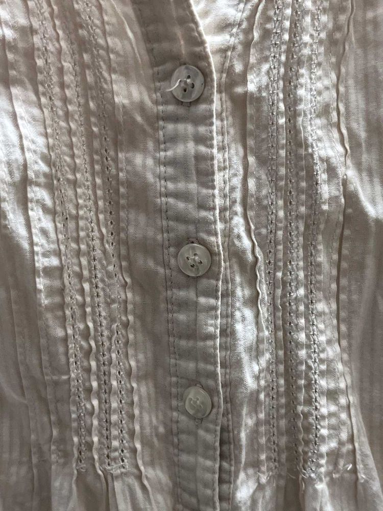 White Button-Up Shirt with strings