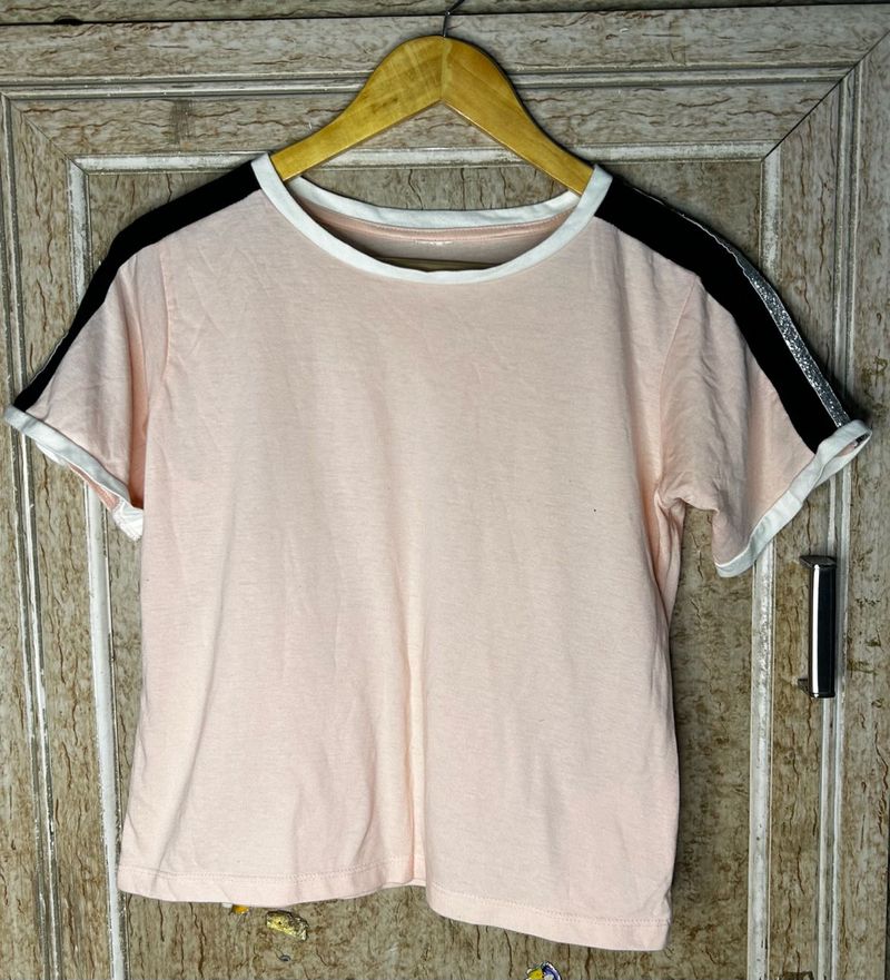 🎀Cute Pink T-Shirt with Sparkle Sleeves