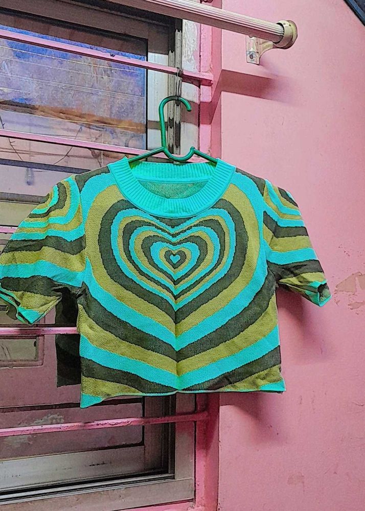 Heart Pattern Crop Top