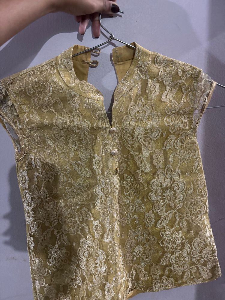 Elegant Gold Brocade Blouse