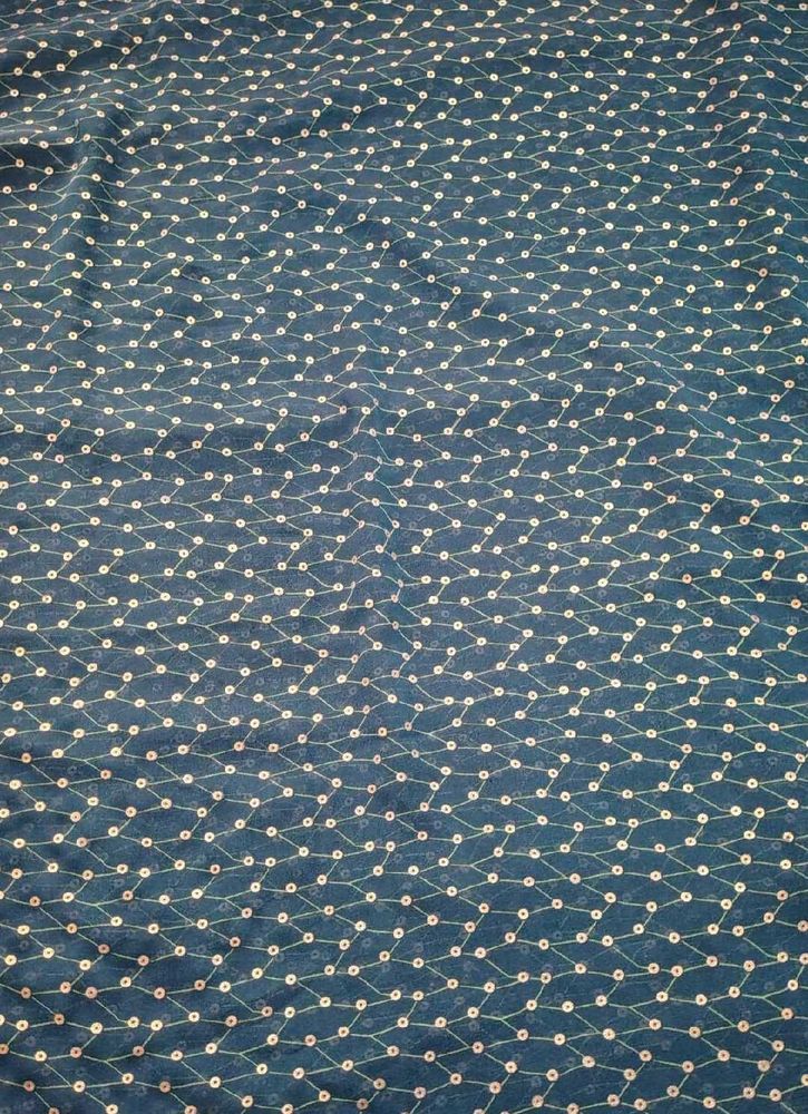 Beautiful Teal Saree with White Pattern 3