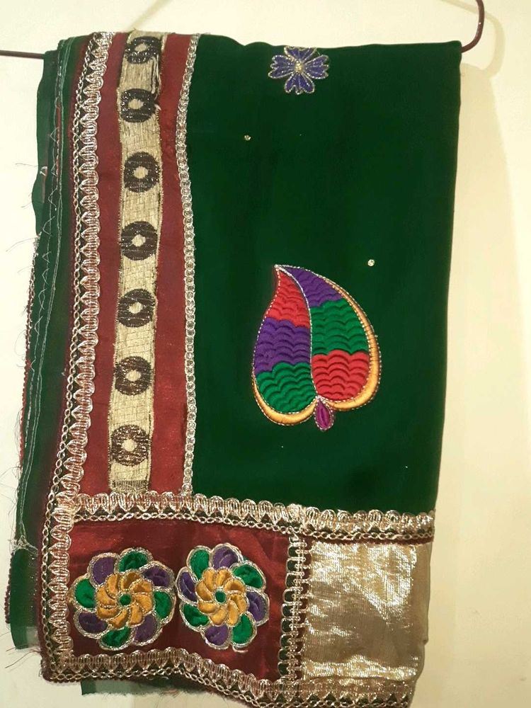 Elegant Green patchwork saree. New with tag.