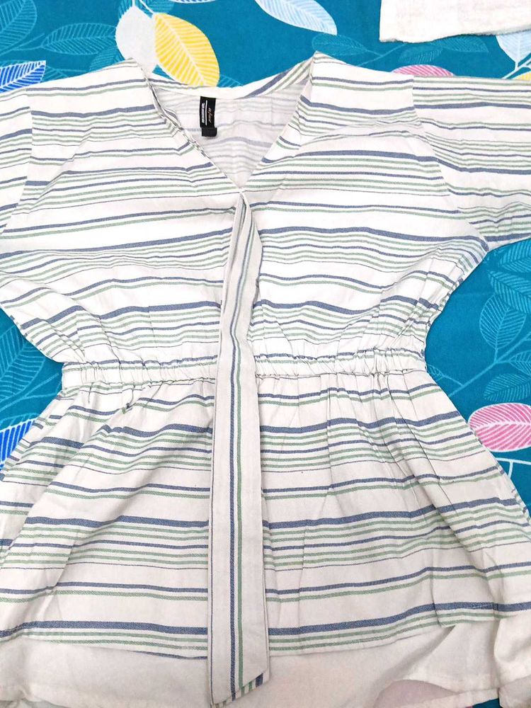 Striped V-Neck Tunic Top