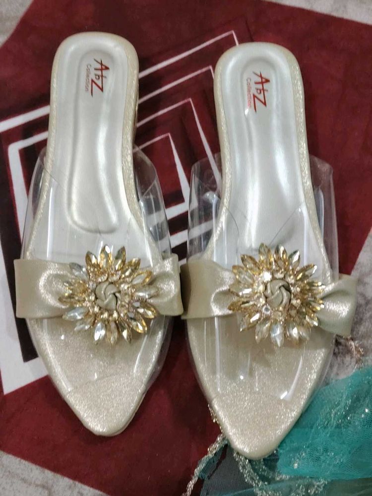 unused Sparkling Embellished Transparent Sandals