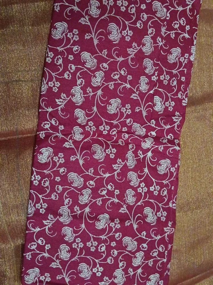 Elegant Maroon Floral blouse material