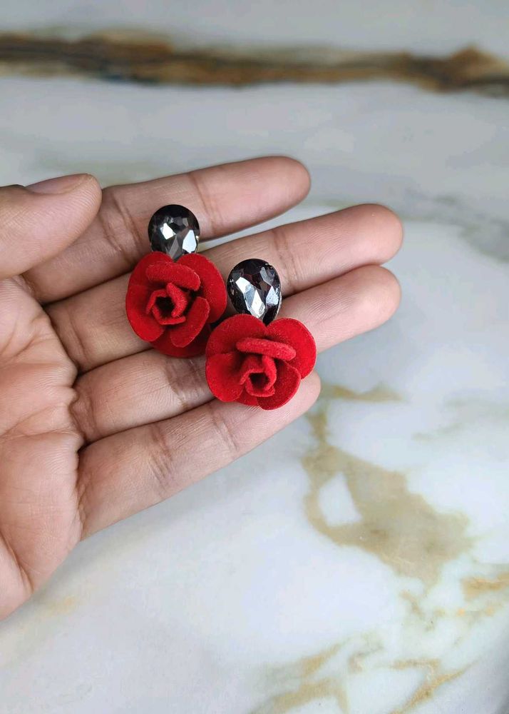 Red Rose Earrings