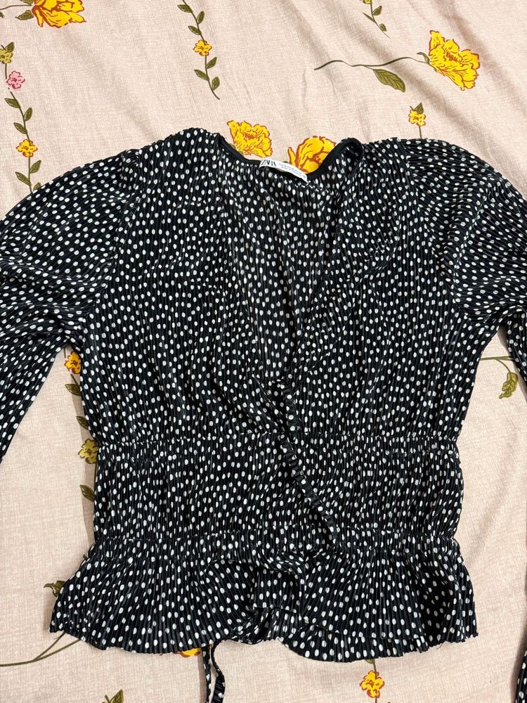 Chic Polka Dot Long Sleeve Blouse