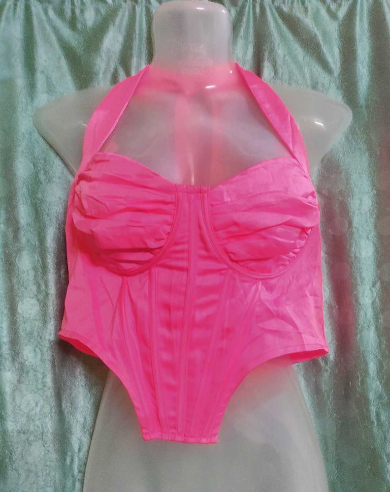 Hot Pink Halter Corset Top