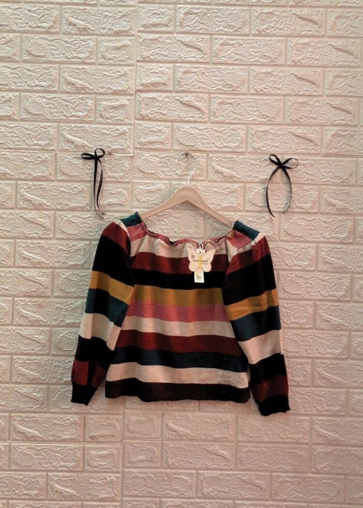 Cozy Striped Off-Shoulder Sweater