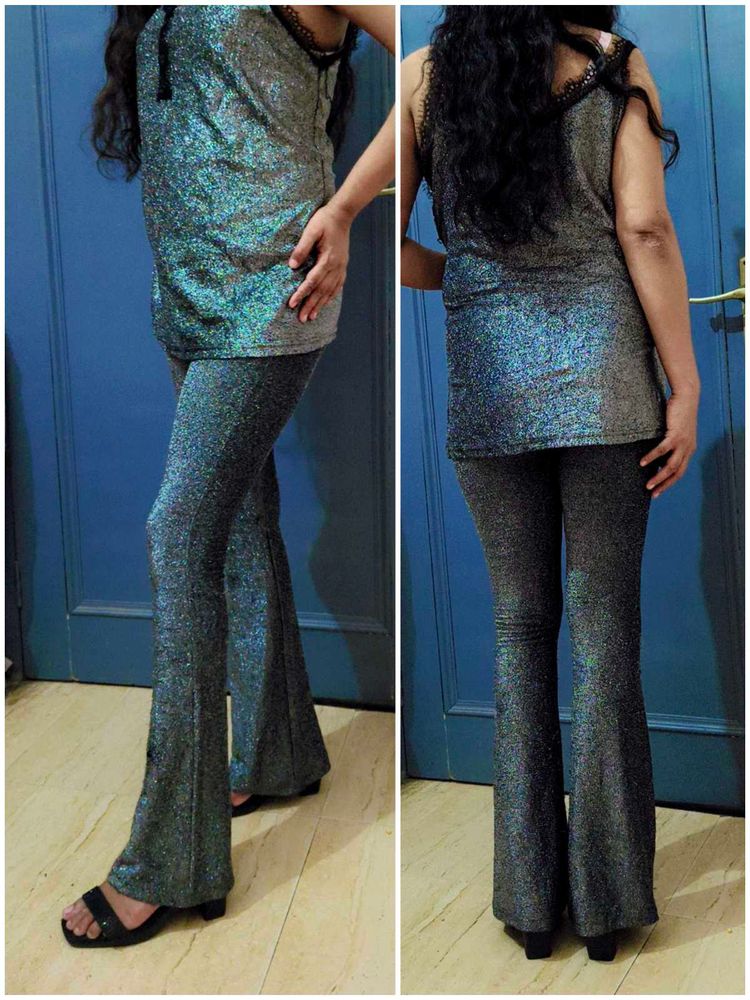 Sparkly Flared Pants With Top