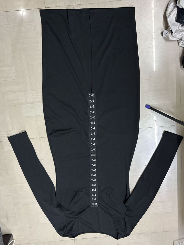 Chic Black Long Sleeve Corset Dress