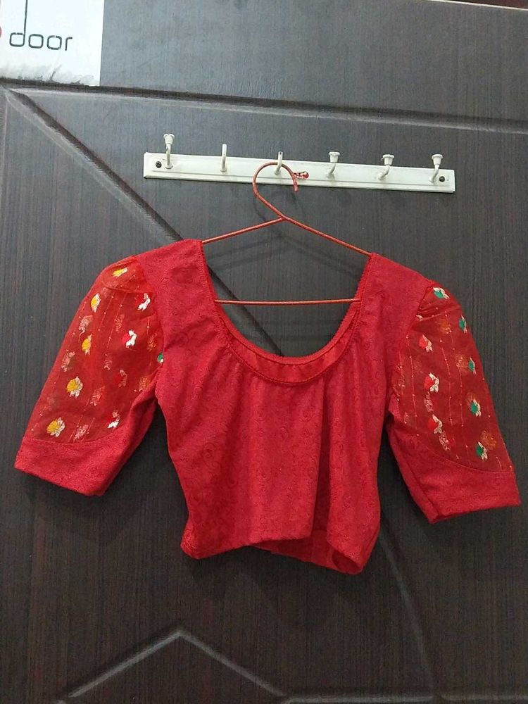 Red Readymade Saree Blouse