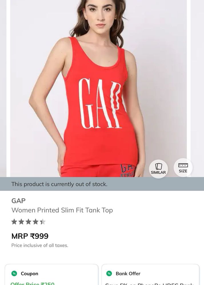 GAP Women's Red Tank Top