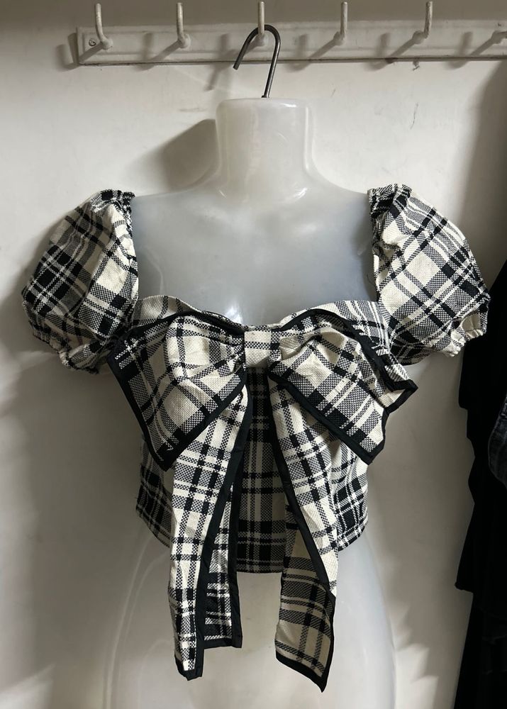 Plaid Bow Crop Top