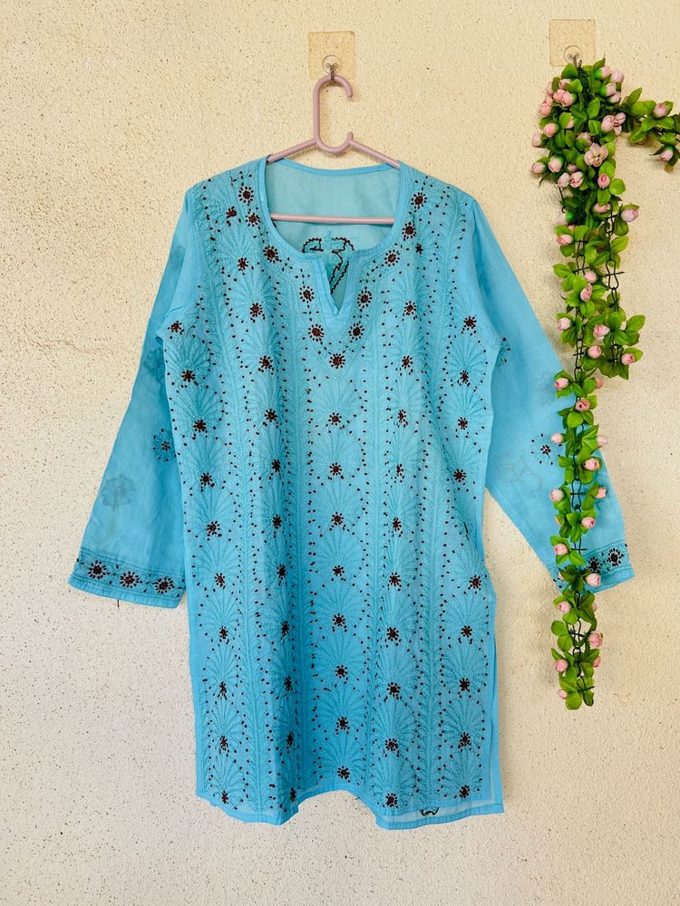 Light Blue Embroidered Kurta