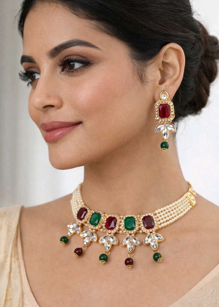 Elegant Pearl &amp; Stone Jewelry Set