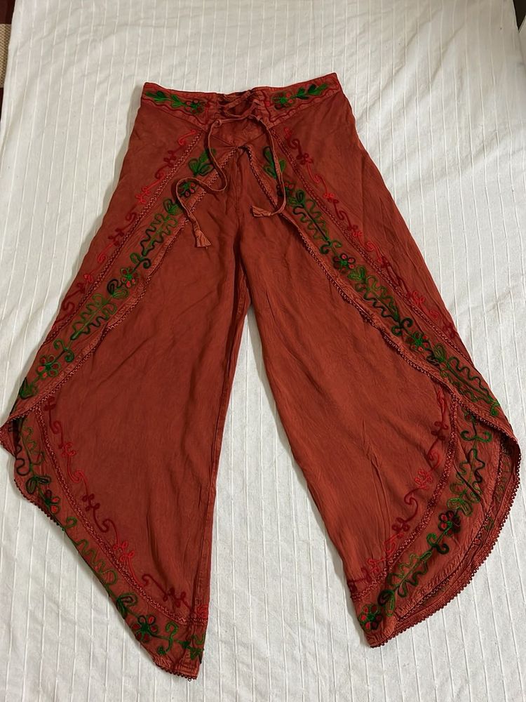 Bohemian Embroidered Palazzo Pants