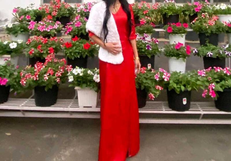 Elegant Red Satin Maxi Dress