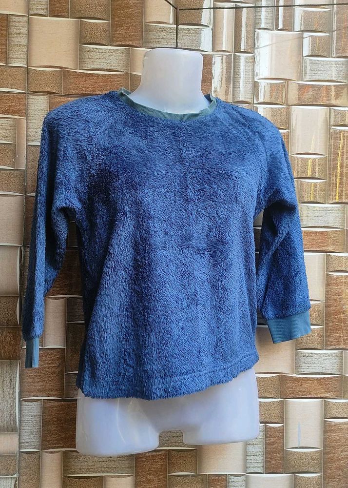 Cozy Blue Plush Pullover Sweater