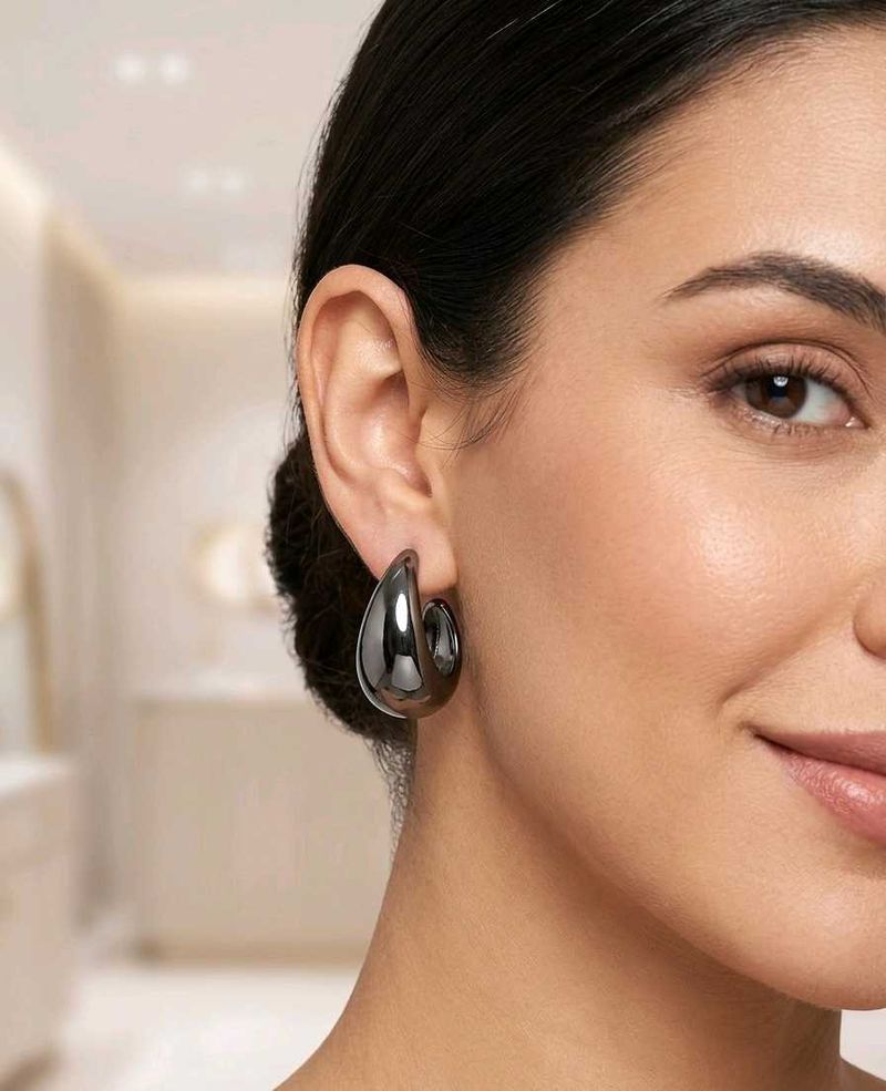 Chic Grey Hoop Earrings