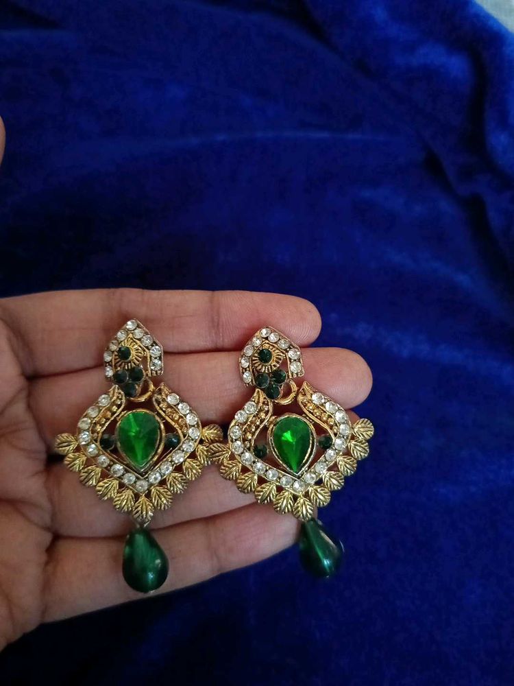 Green &amp; Gold Earrings