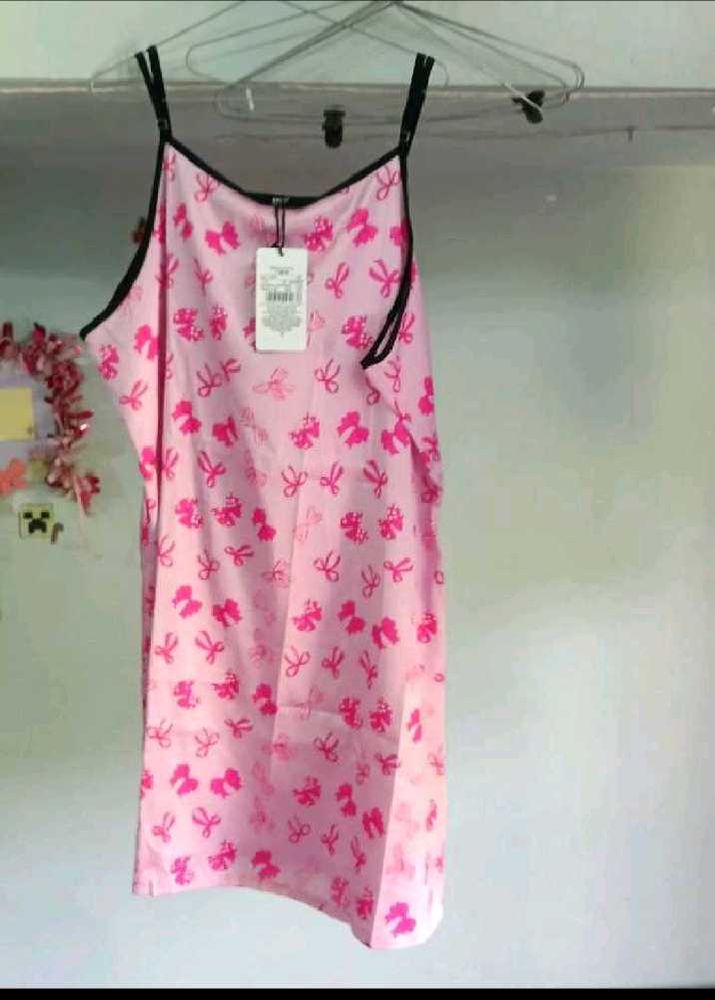 Pink Bow Print Sleep Dress