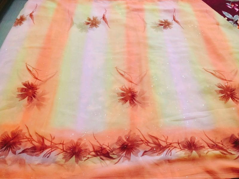 chamki work hand embroidery saree