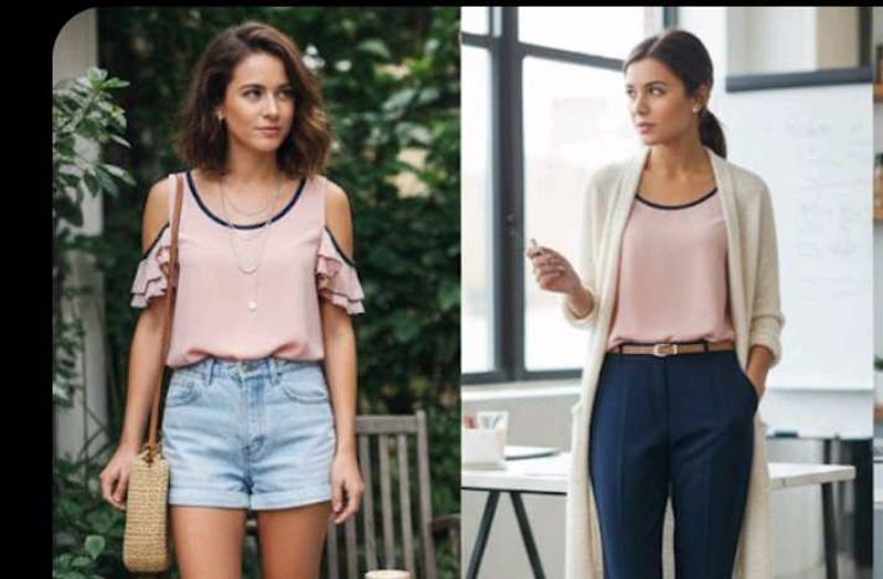 Cute Pink Cold Shoulder Top