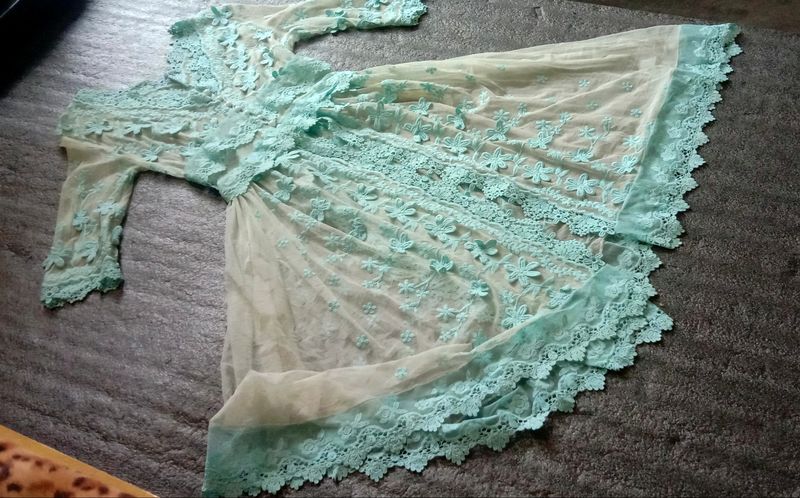 Sequin Embroidered V-neck Dress.