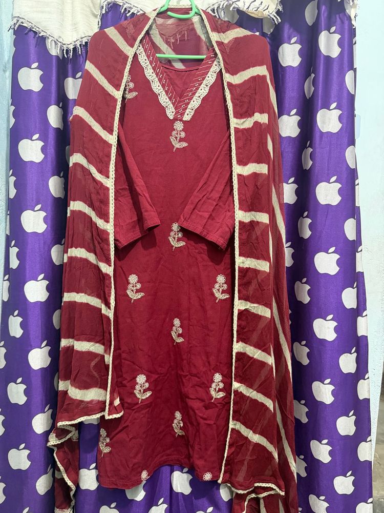 Maroon Kurta Set with Dupatta