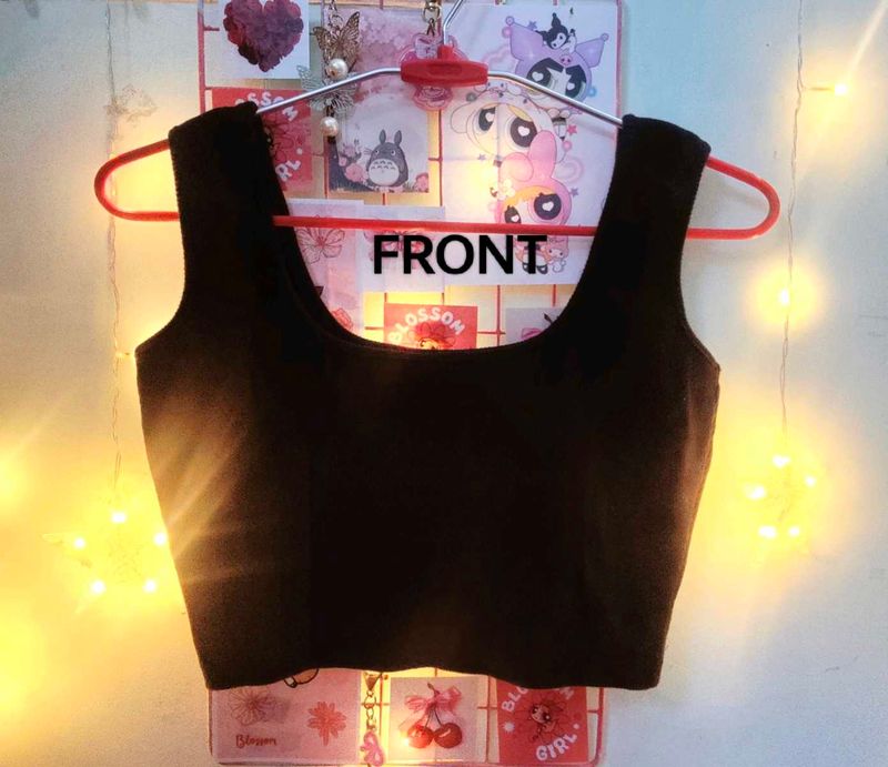 Black Sleeveless Crop Top