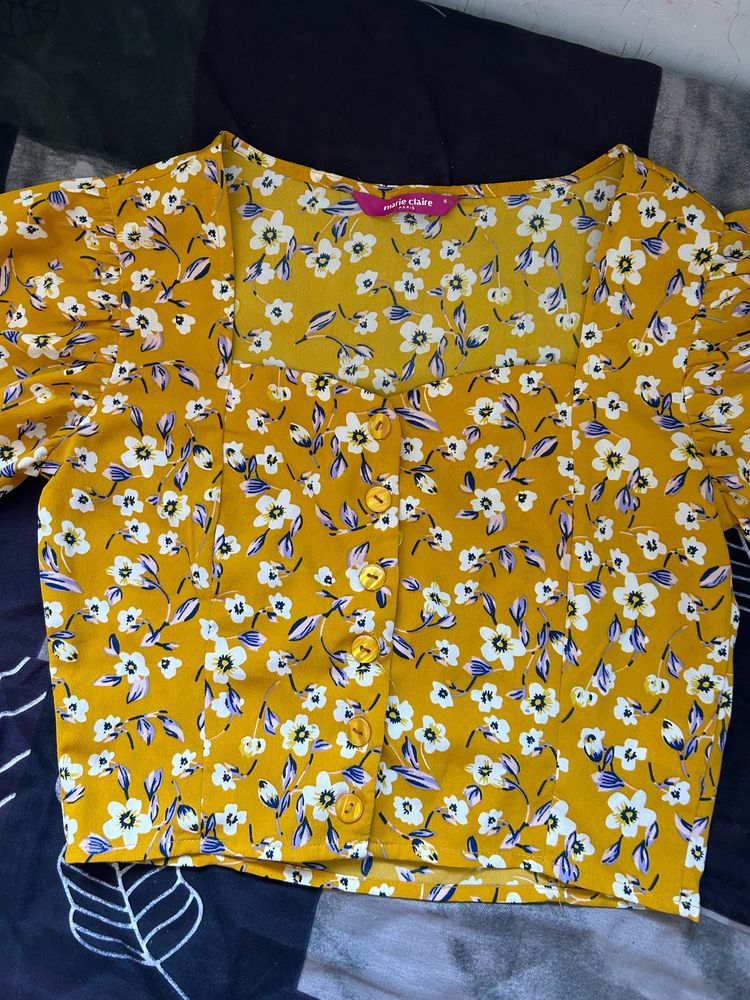 Floral Yellow Crop Top