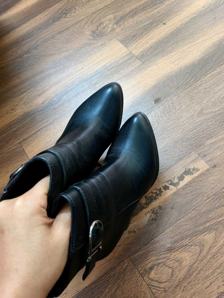 Black Leather Ankle Boots