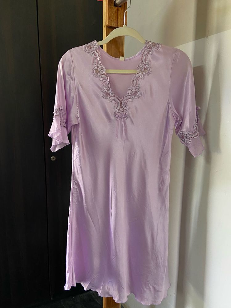 Elegant Purple Silk Nightdress