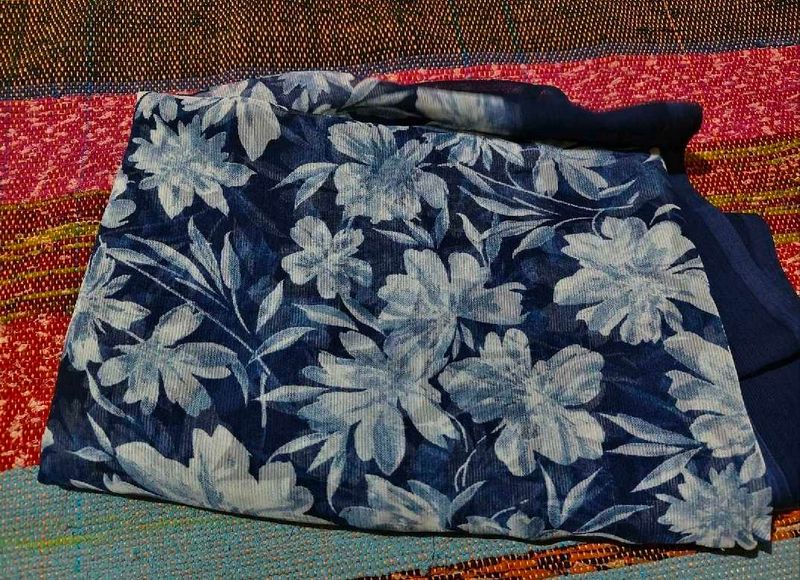 Blue Floral Saree