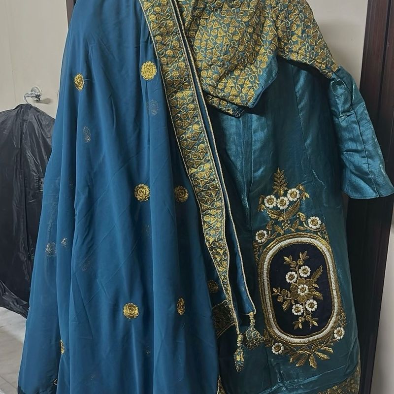 Teal EmbroideredLehnga