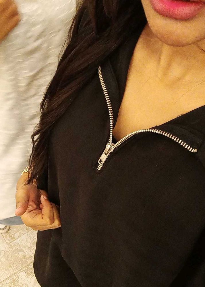 Comfortable Black Zipper kurta Top🖤✨