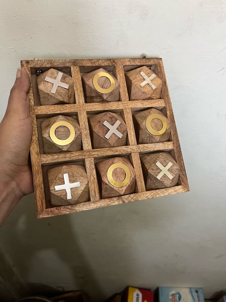 Wooden Tic-Tac-Toe Game Board Show piece