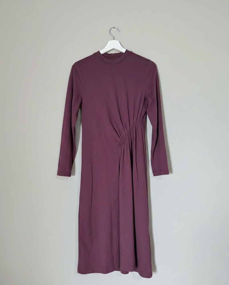 Burgundy Long Sleeve Midi Dress
