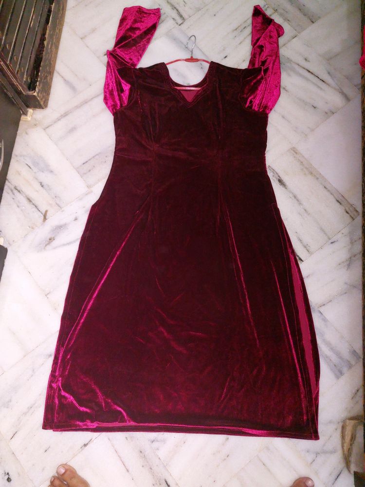 Burgundy Velvet Salwar Suit