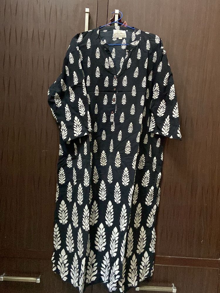 Black printed kurta