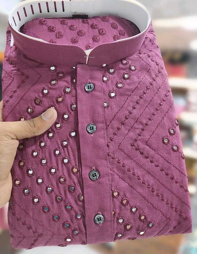 BURGUNDY MIRROR WORK KURTA