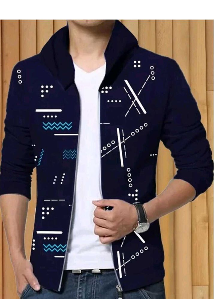 Stylish Blue Printed Men's Jacket