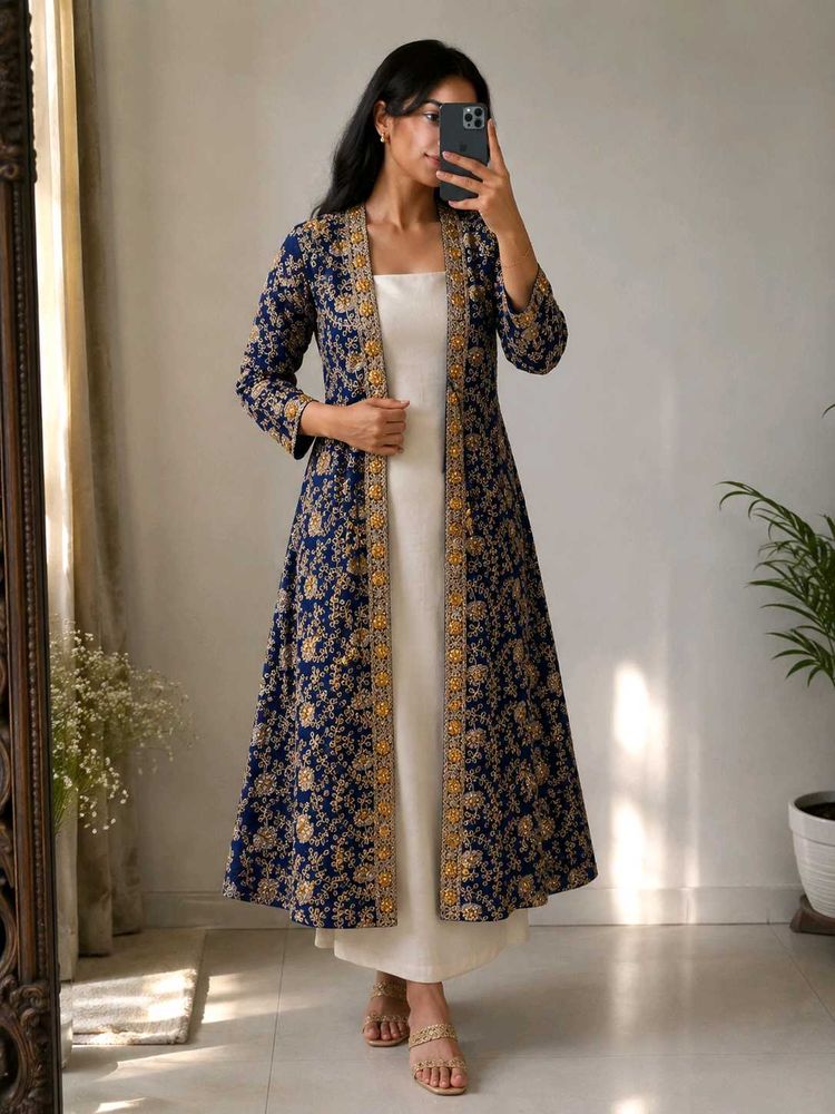 Embroidered Royal Shrug